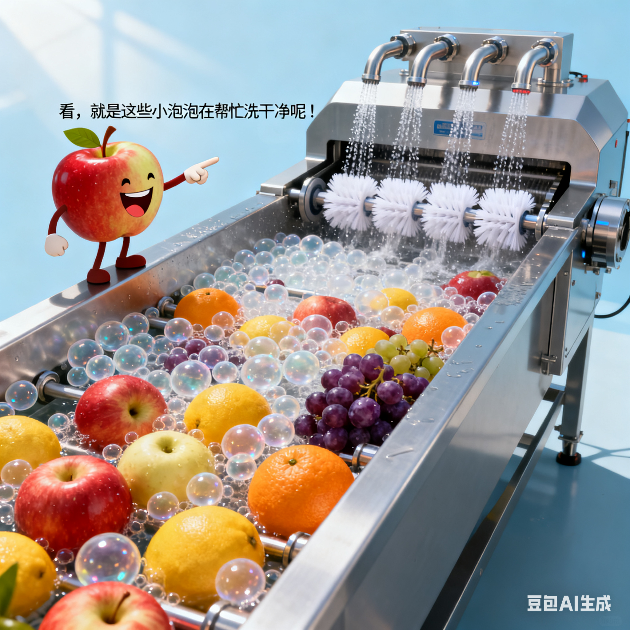 全自动水果气泡清洗机，真是靠气泡洗干净的？(5)
