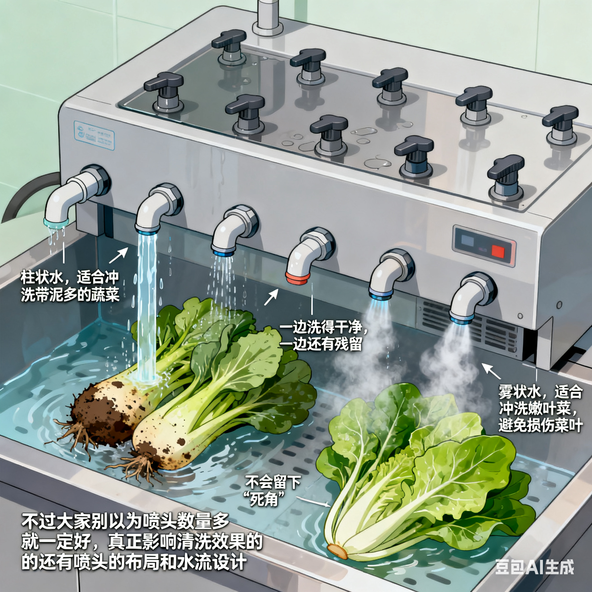 蔬菜气泡清洗机有几个喷头？这些细节要知道(5)