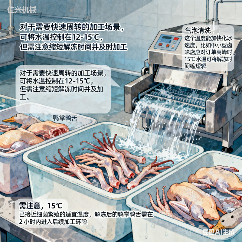 鸭掌鸭舌气泡化冰清洗机 解冻水温是多少？(3)