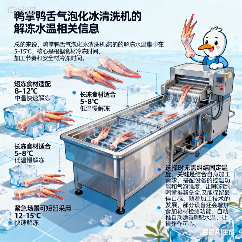 鸭掌鸭舌气泡化冰清洗机 解冻水温是多少？(5)